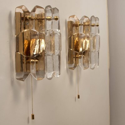 Gilt Brass & Glass Palazzo Light Fixtures by J. T. Kalmar, 1970, Set of 7-VDW-995275