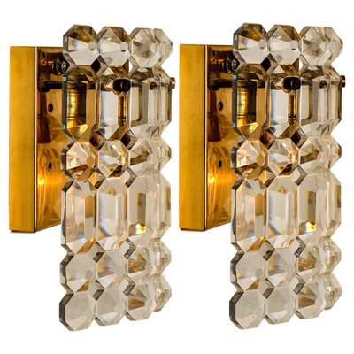 Gilt Brass, Metal & Crystal Glass Sconces Wall Lights from Kinkeldey, 1960s, Set of 2-VDW-770003