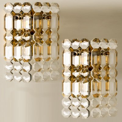 Gilt Brass, Metal & Crystal Glass Sconces Wall Lights from Kinkeldey, 1960s, Set of 2-VDW-770003