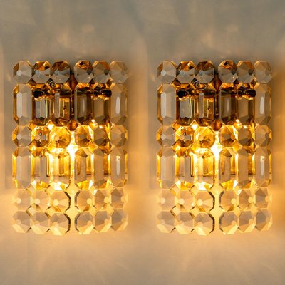 Gilt Brass, Metal & Crystal Glass Sconces Wall Lights from Kinkeldey, 1960s, Set of 2-VDW-770003