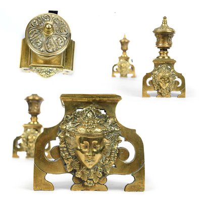 Gilt Bronze Andirons, 1930s, Set of 2-NQ-688061