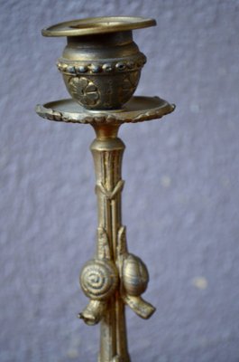 Gilt Bronze Candleholders with Snail Motif, Set of 2-AIU-1721927