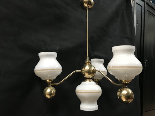 Gilt Chrome and Glass Chandelier, 1970s-WQQ-1767469