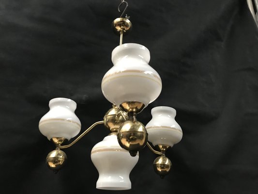 Gilt Chrome and Glass Chandelier, 1970s-WQQ-1767469