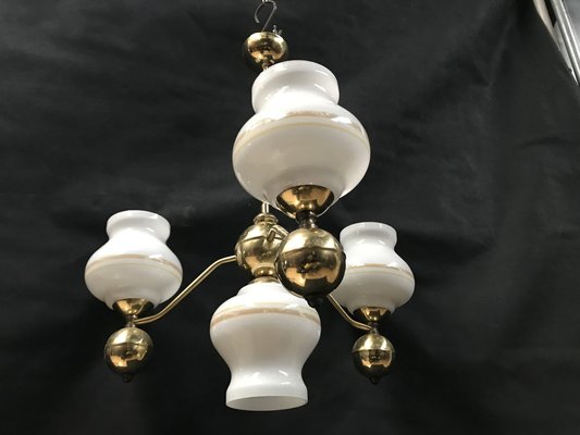 Gilt Chrome and Glass Chandelier, 1970s-WQQ-1767469