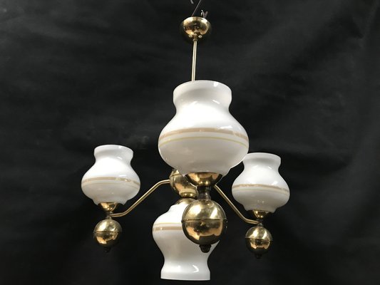 Gilt Chrome and Glass Chandelier, 1970s-WQQ-1767469