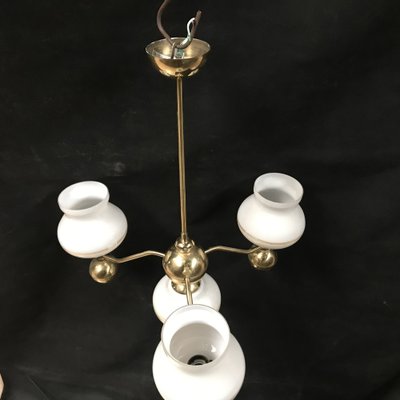 Gilt Chrome and Glass Chandelier, 1970s-WQQ-1767469