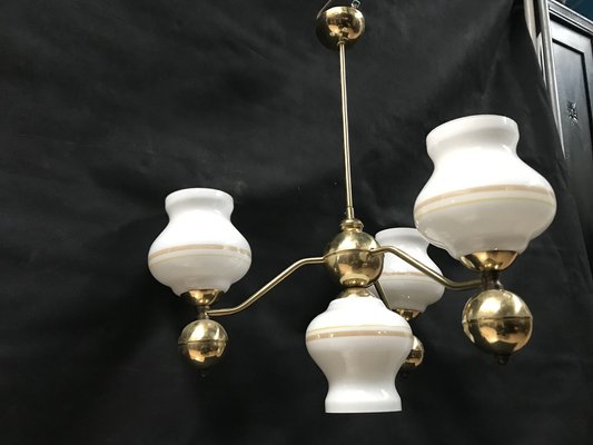 Gilt Chrome and Glass Chandelier, 1970s-WQQ-1767469