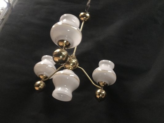 Gilt Chrome and Glass Chandelier, 1970s-WQQ-1767469