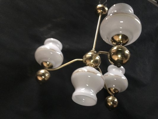 Gilt Chrome and Glass Chandelier, 1970s-WQQ-1767469