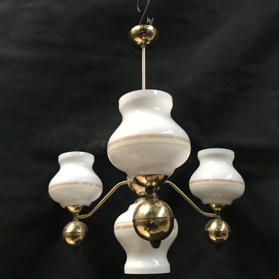 Gilt Chrome and Glass Chandelier, 1970s-WQQ-1767469