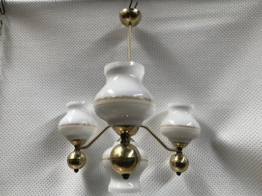 Gilt Chrome and Glass Chandelier, 1970s-WQQ-1767469