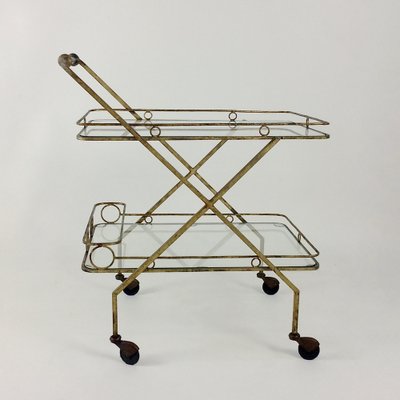 Gilt Metal Bar Cart, Italy, 1960s-EW-1047629