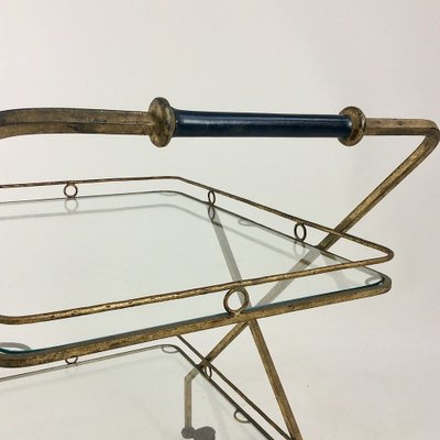 Gilt Metal Bar Cart, Italy, 1960s-EW-1047629