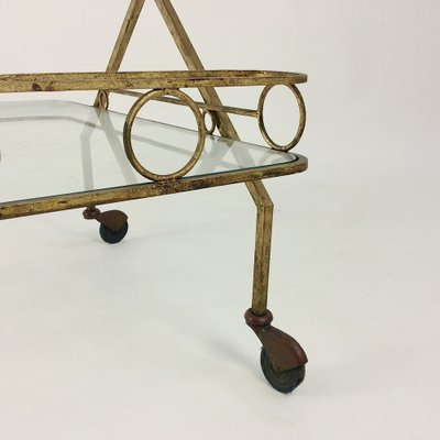 Gilt Metal Bar Cart, Italy, 1960s-EW-1047629