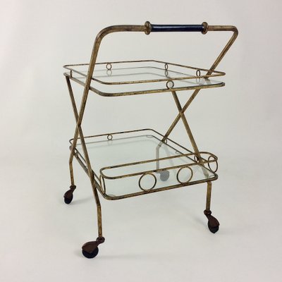 Gilt Metal Bar Cart, Italy, 1960s-EW-1047629