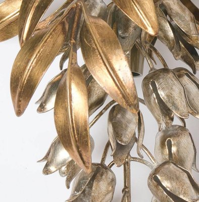 Gilt Metal Palm Tree Wall Sconces in Maison Jansen Style, 1960s, Set of 3-VDW-956761