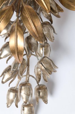 Gilt Metal Palm Tree Wall Sconces in Maison Jansen Style, 1960s, Set of 3-VDW-956761