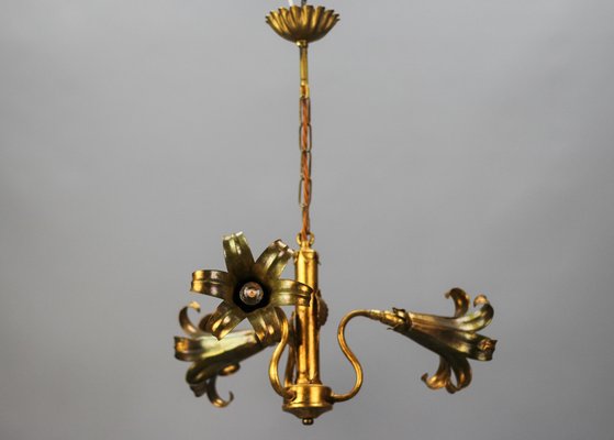 Gilt Metal Three-Light Chandelier by Hans Kögl, 1970s-KEG-1383216