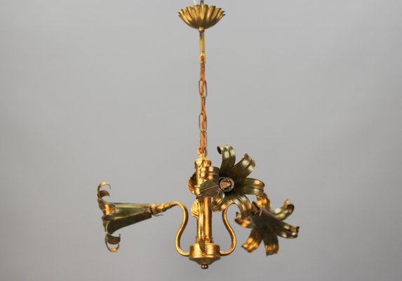 Gilt Metal Three-Light Chandelier by Hans Kögl, 1970s-KEG-1383216