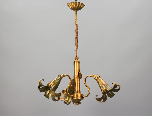 Gilt Metal Three-Light Chandelier by Hans Kögl, 1970s-KEG-1383216