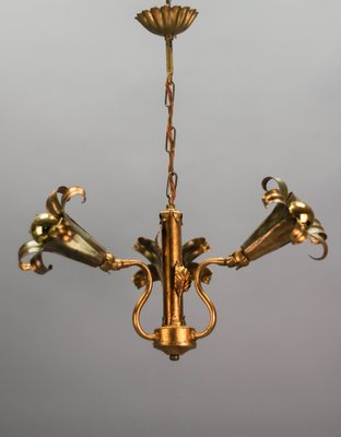 Gilt Metal Three-Light Chandelier by Hans Kögl, 1970s-KEG-1383216