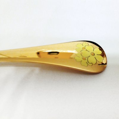 Gilt Sterling Silver with Enamel Floral Decor Spoons by Annelise Björner for Georg Jensen, Denmark, 1980s, Set of 10-YGE-664574