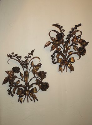 Gilt Tole Double Wall Candleholders by Hans Kögl, 1960s, Set of 2-ED-1800106