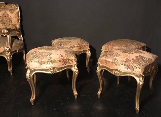 Giltwood Stools, Italy, 19th Century, Set of 4-MBH-1032165