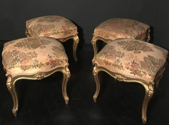 Giltwood Stools, Italy, 19th Century, Set of 4-MBH-1032165