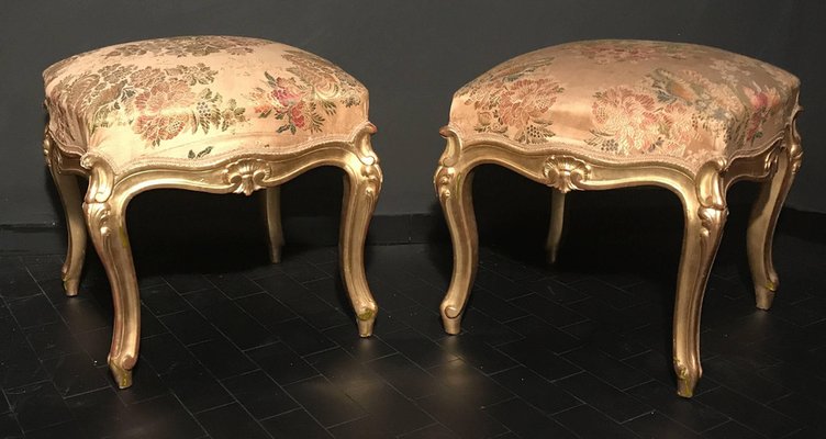 Giltwood Stools, Italy, 19th Century, Set of 4-MBH-1032165