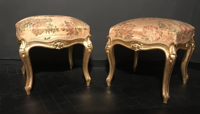 Giltwood Stools, Italy, 19th-Century, Set of 4-MBH-1031621