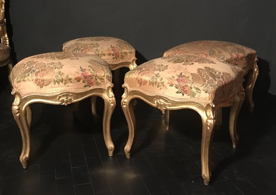 Giltwood Stools, Italy, 19th Century, Set of 4-MBH-1031908