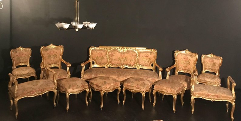 Giltwood Stools, Italy, 19th Century, Set of 4-MBH-1032165