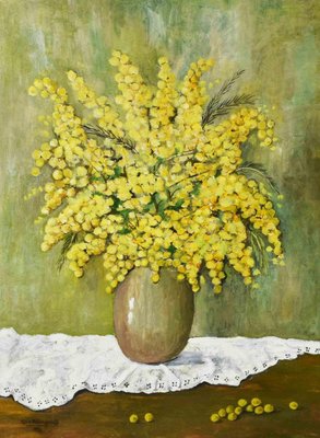 Gina Ceccagnoli, Mimosas, Oil Tempera on Canvas, 1996-ZCI-1281524