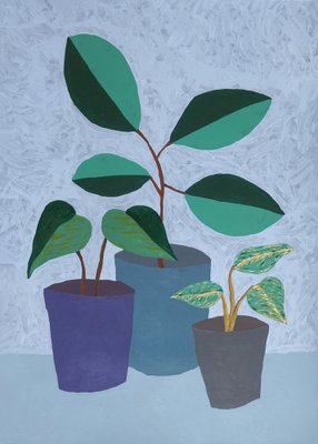 Gio Bellagio, Three Houseplants with Pot, 2023, Acrylic on Paper-RWC-1764963