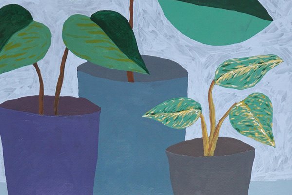 Gio Bellagio, Three Houseplants with Pot, 2023, Acrylic on Paper-RWC-1764963