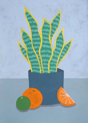 Giorgio Morandi, Snake Plant with Oranges, 2023, Acrylic on Paper-RWC-1736534