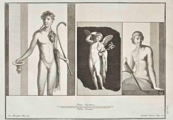 Giovanni Elia Morghen, Ancient Roman Fresco Herculaneum, Etching, 18th Century-ZCI-1423440