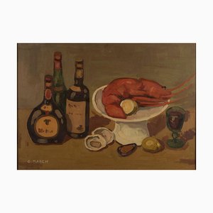 Giovanni March, Still Life with Lobster, Oil on Canvas, 20th Century-ZCI-1770096