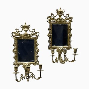 Girandole Mirrors with 3-Armed Candleholders, 1900s, Set of 2-UCH-1224545