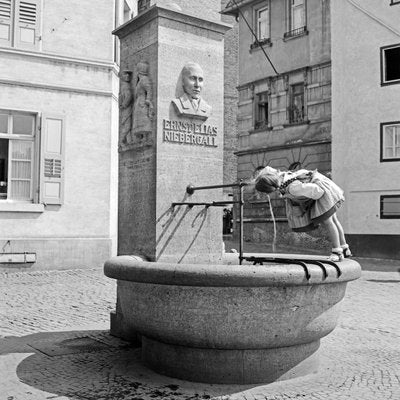 Girl at Ernst Elias Niebergall Fountain Darmstadt, Germany, 1938, Printed 2021-DYV-997882