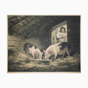 Girls and Pigs - Original Etching by William Ward After George Morland - 1797 1797-ZCI-756772