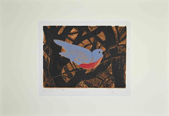 Giselle Halff, Bird in the Branches, Woodcut Print, Mid,20th-Century-ZCI-1164192