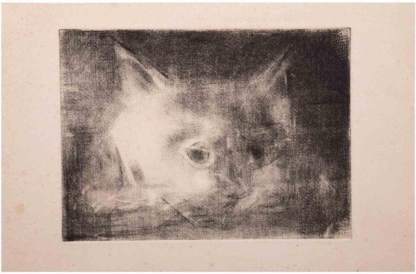 Giselle Halff, The Cat, Original Etching, 1950s-ZCI-1758969