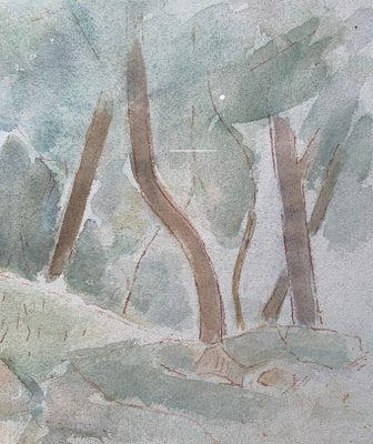 Giulio Da Milano, Undergrowth Forest, Trees, Greenery Watercolor, 1929-QUE-944012