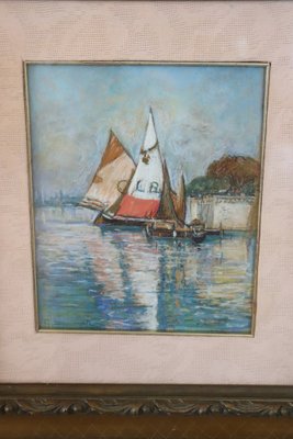 Giulio Sommati, Italian Marine Landscape, 1910s, Pastel on Paper, Framed-DCO-1363420