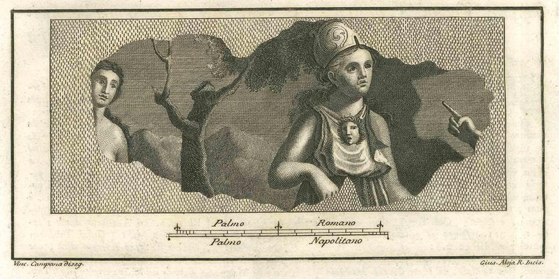 Giuseppe Aloja, Pompeian Fresco, Etching, 18th Century-ZCI-1788723