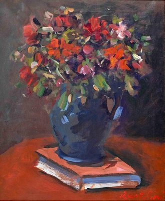 Giuseppe Bertolini, Still Life with Vase of Flowers, Oil on Canvas, 1970s-ZCI-1420171