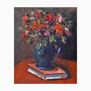 Giuseppe Bertolini, Still Life with Vase of Flowers, Oil on Canvas, 1970s-ZCI-1420171